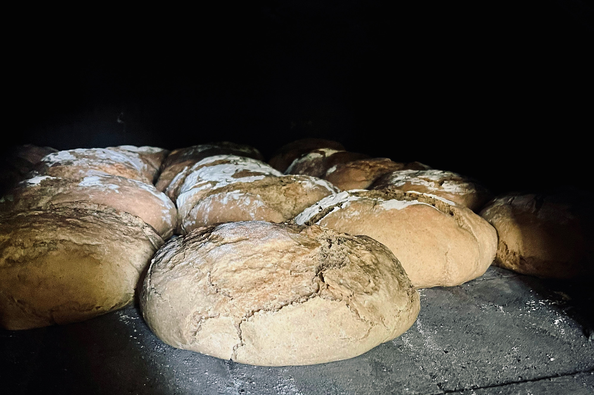 Bröd i gammaldags vedugn.